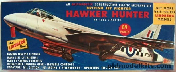 Lindberg 1/48 Hawker Hunter British Jet Fighter - With Tow Tractor-RAF/Switzerland/Peru Air Forces, 536-100 plastic model kit